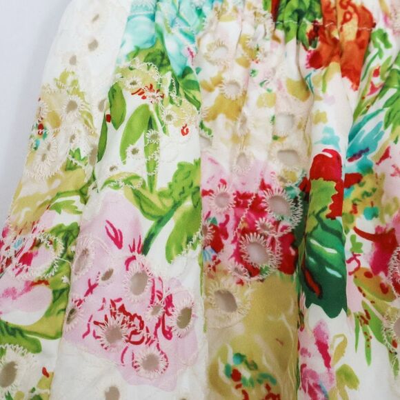 Lulus Gorgeous Aura White Floral Print Embroidered Ruffled Mini Skirt - Small - Picture 7 of 9
